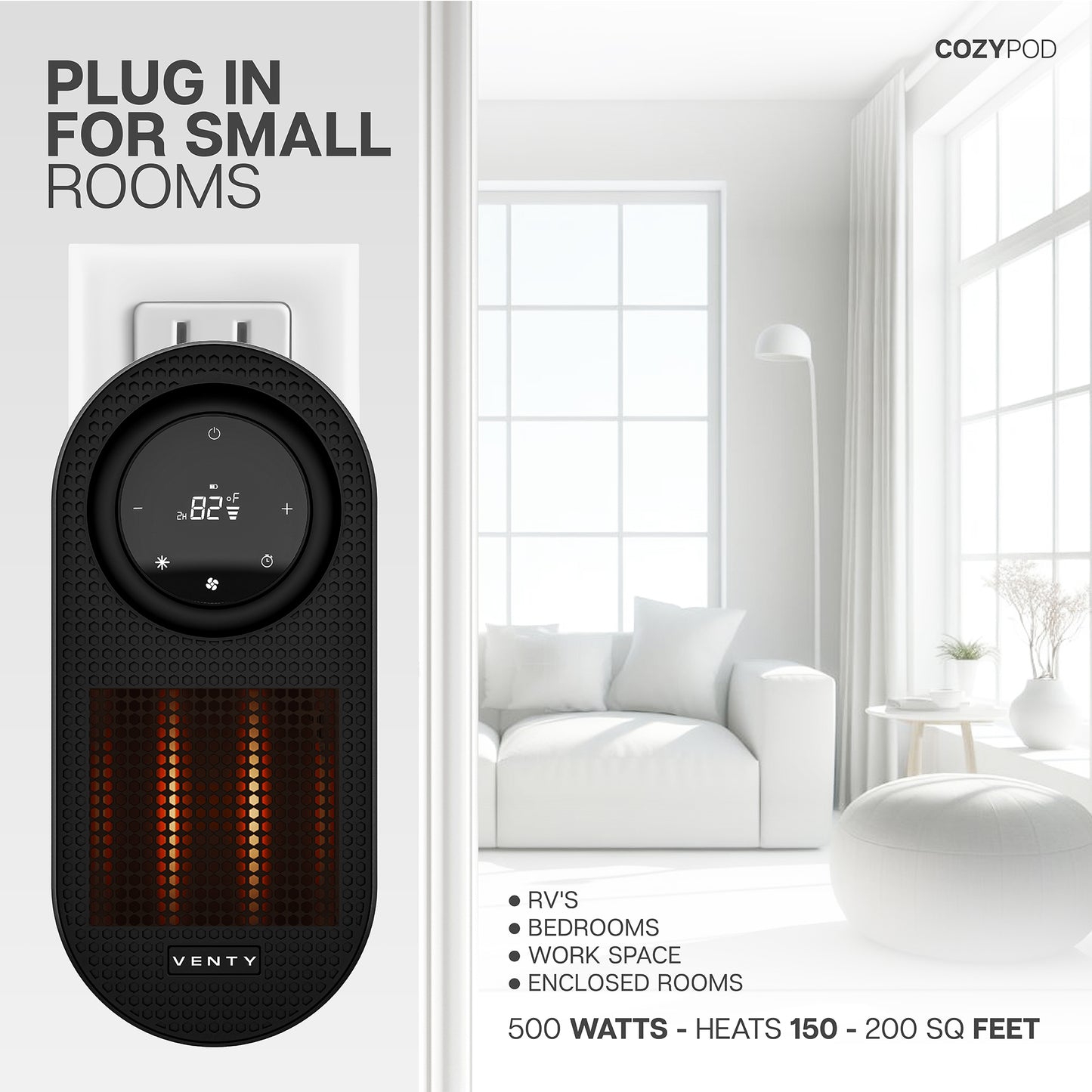 Chauffage portable enfichable CozyPod
